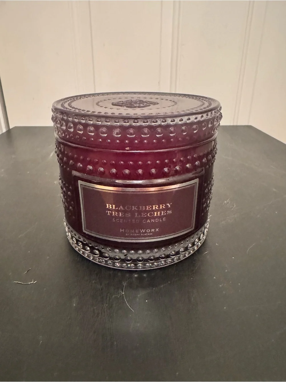 Homeworx By Harry Slatkin 18oz BlackBerry Tres Leches 4 Wick Candle Hobnail Jar